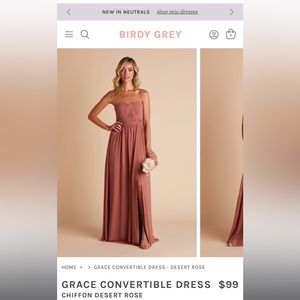 Birdy Grey Grace Convertible Dress in Desert Rose *worn once- not altered*